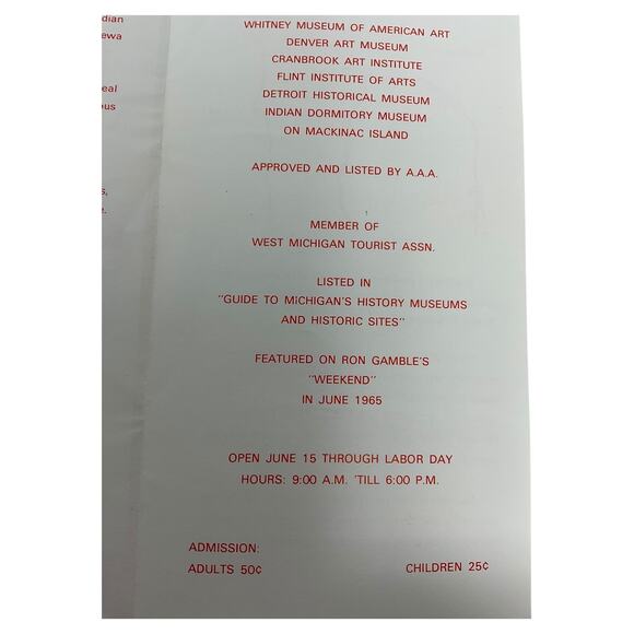 Vintage Great Lakes Indian Museum Brochure Cross Village Michigan 1960s Travel - Picture 5 of 6